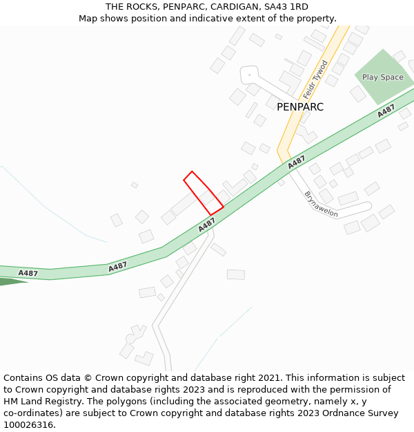 THE ROCKS, PENPARC, CARDIGAN, SA43 1RD: Location map and indicative extent of plot