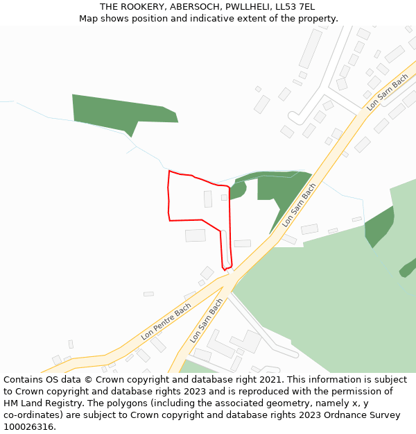 THE ROOKERY, ABERSOCH, PWLLHELI, LL53 7EL: Location map and indicative extent of plot