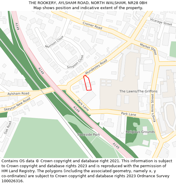 THE ROOKERY, AYLSHAM ROAD, NORTH WALSHAM, NR28 0BH: Location map and indicative extent of plot