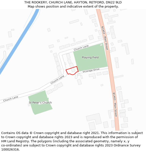 THE ROOKERY, CHURCH LANE, HAYTON, RETFORD, DN22 9LD: Location map and indicative extent of plot