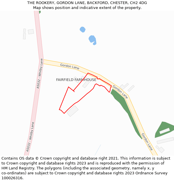 THE ROOKERY, GORDON LANE, BACKFORD, CHESTER, CH2 4DG: Location map and indicative extent of plot