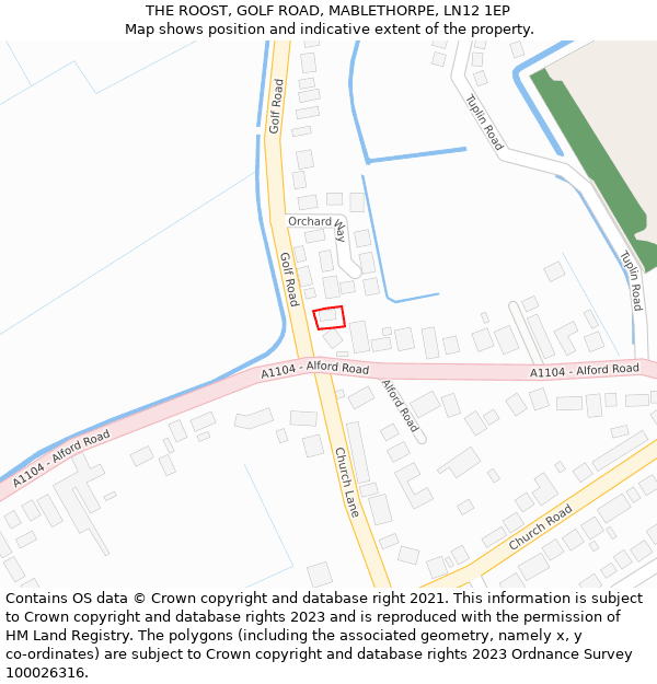 THE ROOST, GOLF ROAD, MABLETHORPE, LN12 1EP: Location map and indicative extent of plot