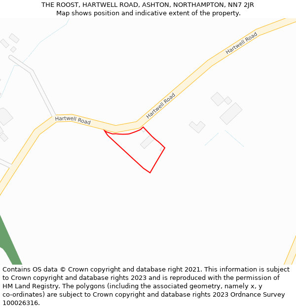 THE ROOST, HARTWELL ROAD, ASHTON, NORTHAMPTON, NN7 2JR: Location map and indicative extent of plot