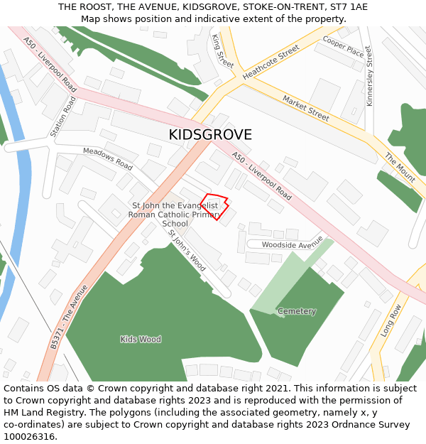 THE ROOST, THE AVENUE, KIDSGROVE, STOKE-ON-TRENT, ST7 1AE: Location map and indicative extent of plot