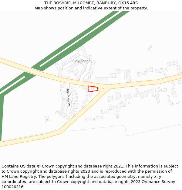 THE ROSARIE, MILCOMBE, BANBURY, OX15 4RS: Location map and indicative extent of plot