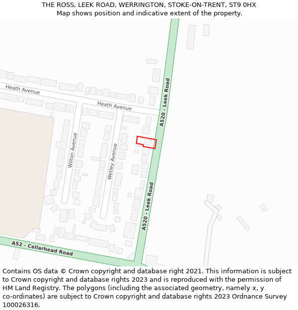 THE ROSS, LEEK ROAD, WERRINGTON, STOKE-ON-TRENT, ST9 0HX: Location map and indicative extent of plot