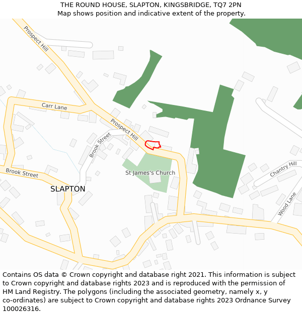 THE ROUND HOUSE, SLAPTON, KINGSBRIDGE, TQ7 2PN: Location map and indicative extent of plot