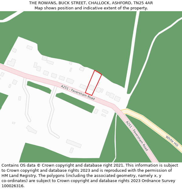 THE ROWANS, BUCK STREET, CHALLOCK, ASHFORD, TN25 4AR: Location map and indicative extent of plot