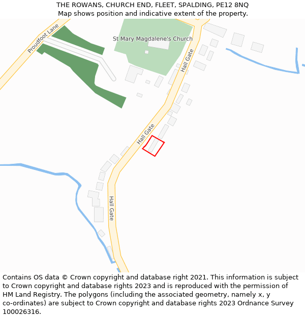 THE ROWANS, CHURCH END, FLEET, SPALDING, PE12 8NQ: Location map and indicative extent of plot