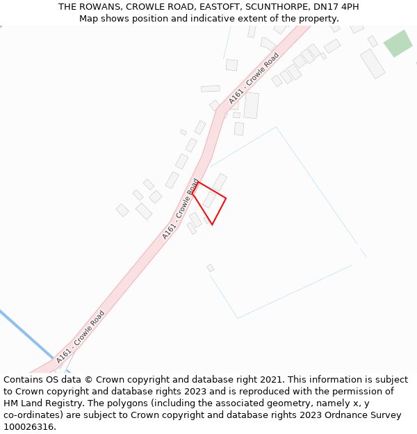 THE ROWANS, CROWLE ROAD, EASTOFT, SCUNTHORPE, DN17 4PH: Location map and indicative extent of plot