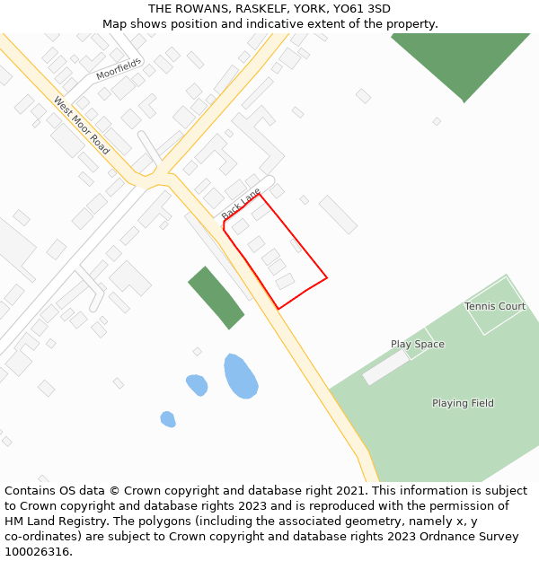 THE ROWANS, RASKELF, YORK, YO61 3SD: Location map and indicative extent of plot