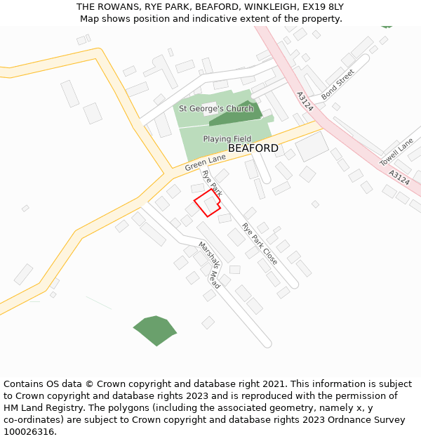 THE ROWANS, RYE PARK, BEAFORD, WINKLEIGH, EX19 8LY: Location map and indicative extent of plot