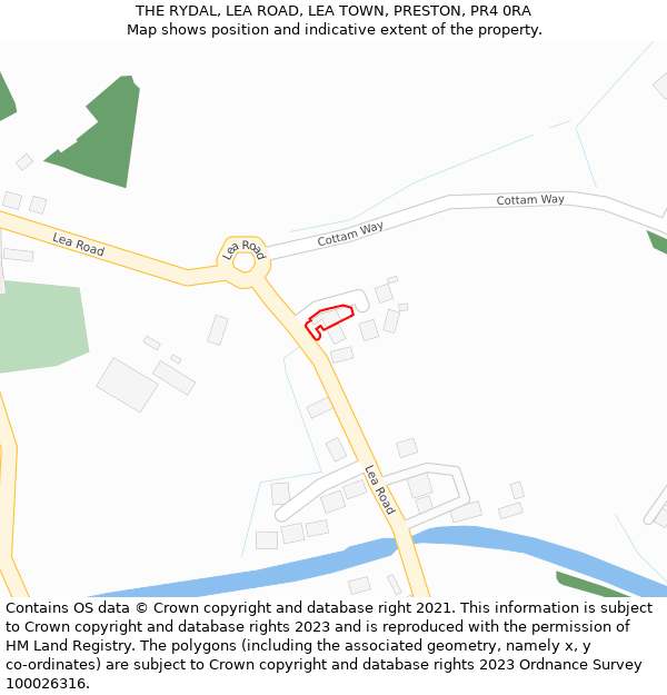 THE RYDAL, LEA ROAD, LEA TOWN, PRESTON, PR4 0RA: Location map and indicative extent of plot