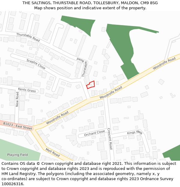 THE SALTINGS, THURSTABLE ROAD, TOLLESBURY, MALDON, CM9 8SG: Location map and indicative extent of plot