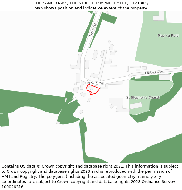 THE SANCTUARY, THE STREET, LYMPNE, HYTHE, CT21 4LQ: Location map and indicative extent of plot