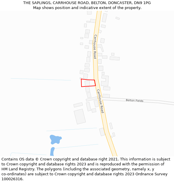 THE SAPLINGS, CARRHOUSE ROAD, BELTON, DONCASTER, DN9 1PG: Location map and indicative extent of plot