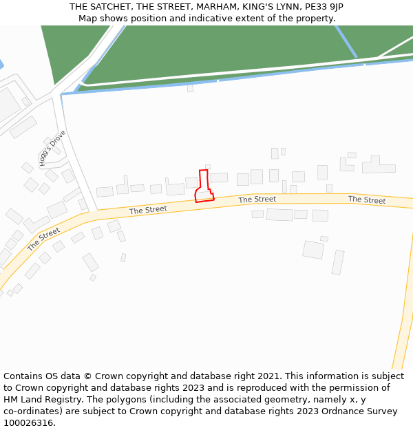 THE SATCHET, THE STREET, MARHAM, KING'S LYNN, PE33 9JP: Location map and indicative extent of plot