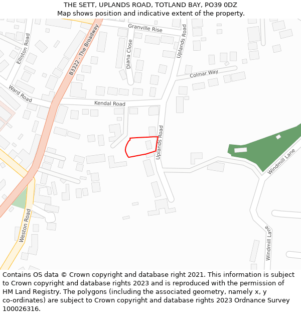THE SETT, UPLANDS ROAD, TOTLAND BAY, PO39 0DZ: Location map and indicative extent of plot