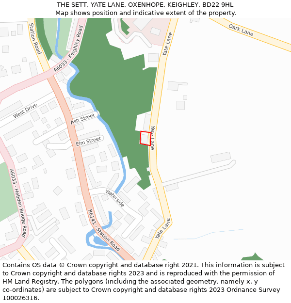 THE SETT, YATE LANE, OXENHOPE, KEIGHLEY, BD22 9HL: Location map and indicative extent of plot