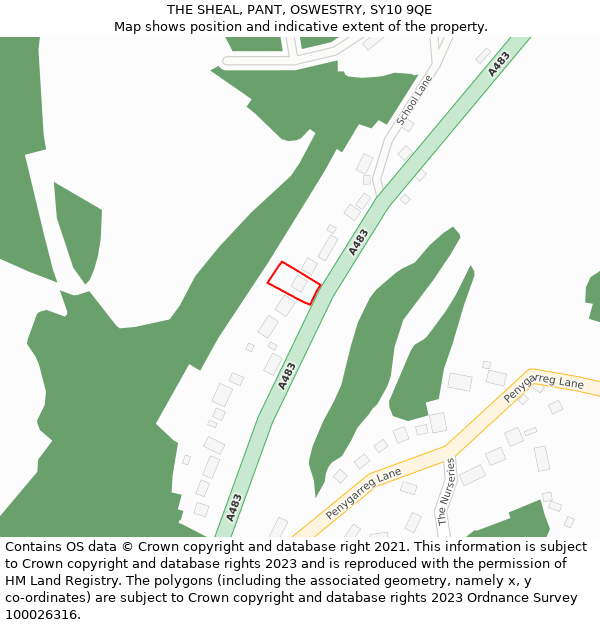 THE SHEAL, PANT, OSWESTRY, SY10 9QE: Location map and indicative extent of plot