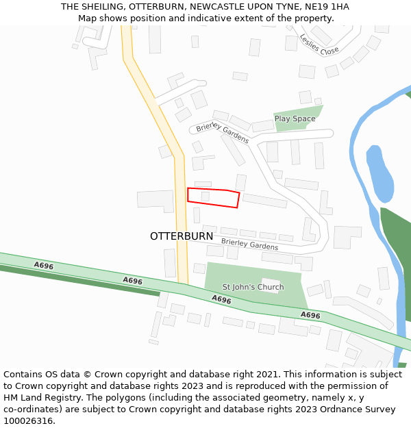 THE SHEILING, OTTERBURN, NEWCASTLE UPON TYNE, NE19 1HA: Location map and indicative extent of plot