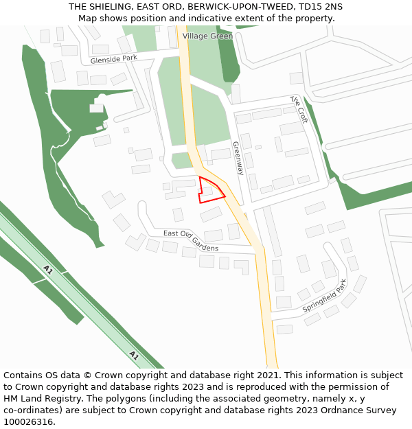 THE SHIELING, EAST ORD, BERWICK-UPON-TWEED, TD15 2NS: Location map and indicative extent of plot
