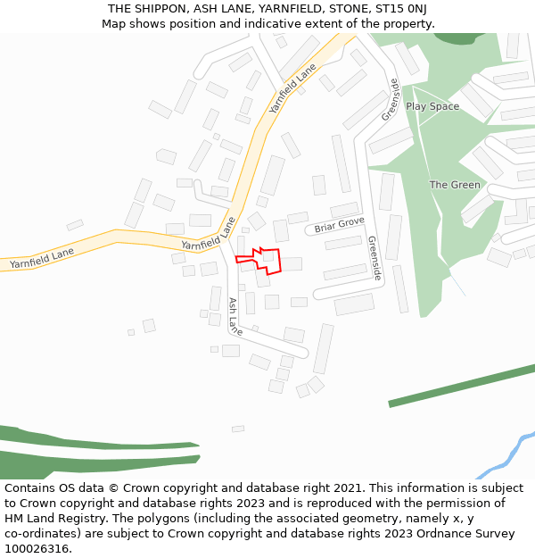 THE SHIPPON, ASH LANE, YARNFIELD, STONE, ST15 0NJ: Location map and indicative extent of plot