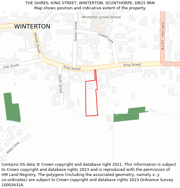 THE SHIRES, KING STREET, WINTERTON, SCUNTHORPE, DN15 9RN: Location map and indicative extent of plot