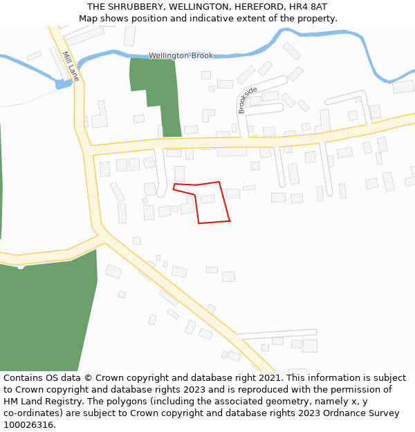 THE SHRUBBERY, WELLINGTON, HEREFORD, HR4 8AT: Location map and indicative extent of plot