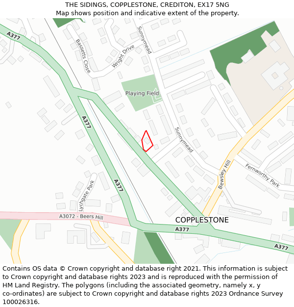THE SIDINGS, COPPLESTONE, CREDITON, EX17 5NG: Location map and indicative extent of plot
