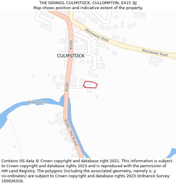 THE SIDINGS, CULMSTOCK, CULLOMPTON, EX15 3JJ: Location map and indicative extent of plot