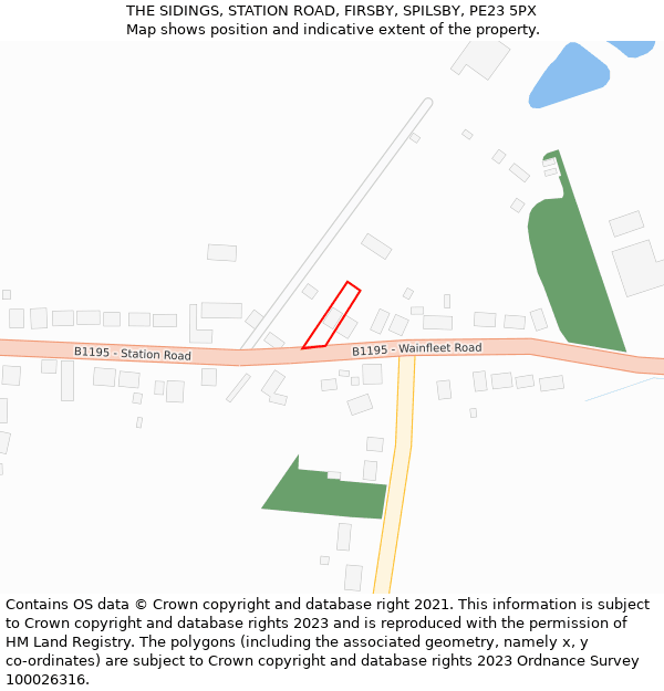 THE SIDINGS, STATION ROAD, FIRSBY, SPILSBY, PE23 5PX: Location map and indicative extent of plot