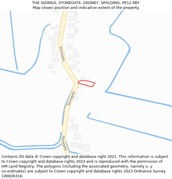 THE SIDINGS, STONEGATE, GEDNEY, SPALDING, PE12 0BY: Location map and indicative extent of plot