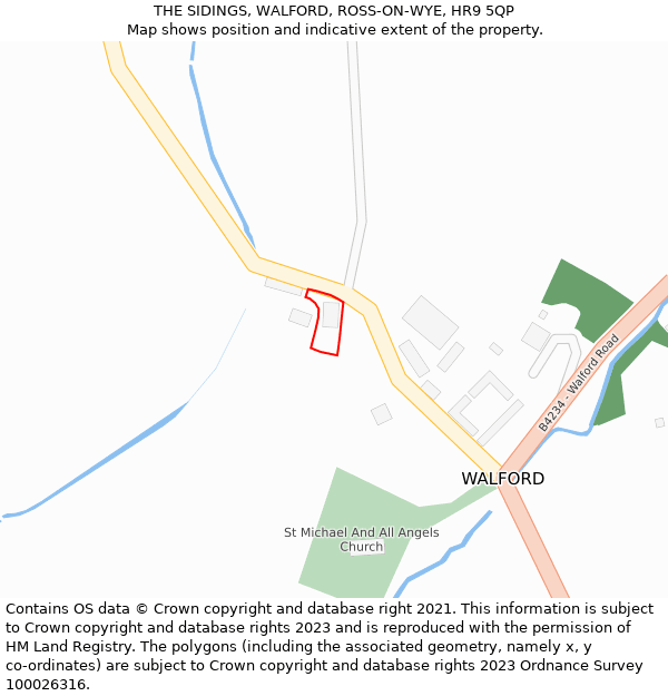 THE SIDINGS, WALFORD, ROSS-ON-WYE, HR9 5QP: Location map and indicative extent of plot