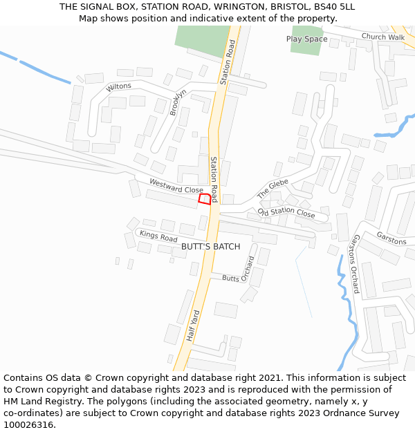 THE SIGNAL BOX, STATION ROAD, WRINGTON, BRISTOL, BS40 5LL: Location map and indicative extent of plot