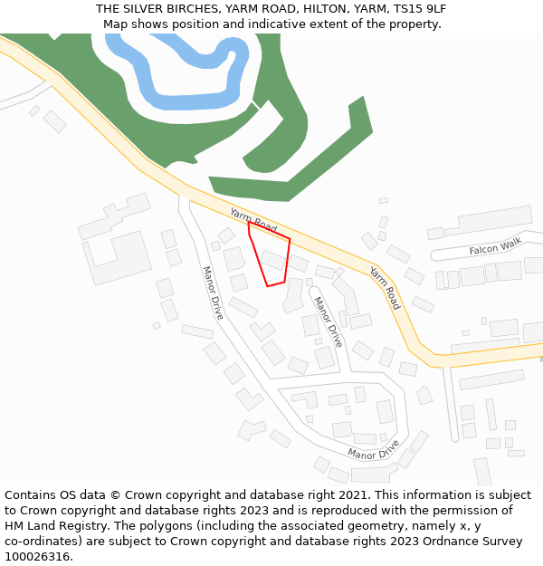 THE SILVER BIRCHES, YARM ROAD, HILTON, YARM, TS15 9LF: Location map and indicative extent of plot