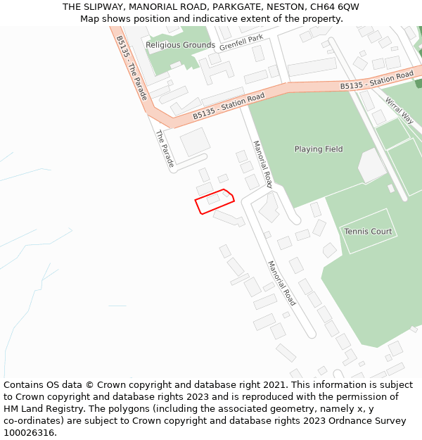 THE SLIPWAY, MANORIAL ROAD, PARKGATE, NESTON, CH64 6QW: Location map and indicative extent of plot