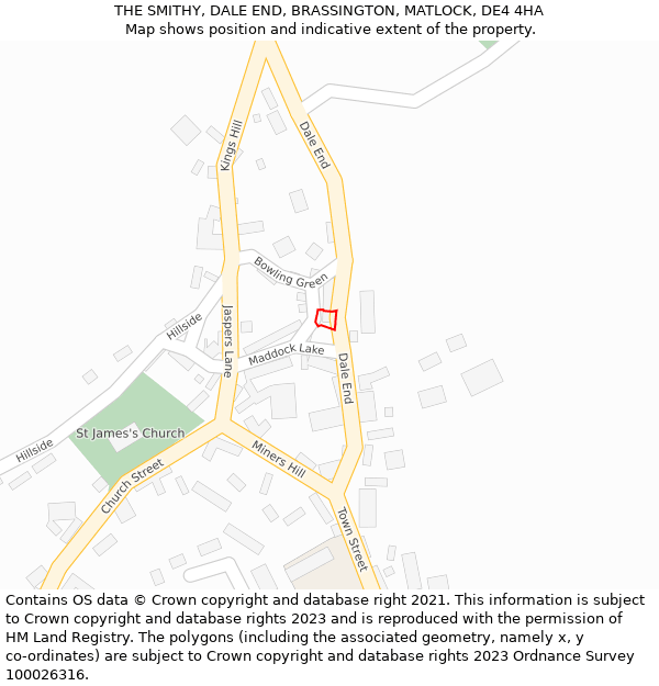 THE SMITHY, DALE END, BRASSINGTON, MATLOCK, DE4 4HA: Location map and indicative extent of plot