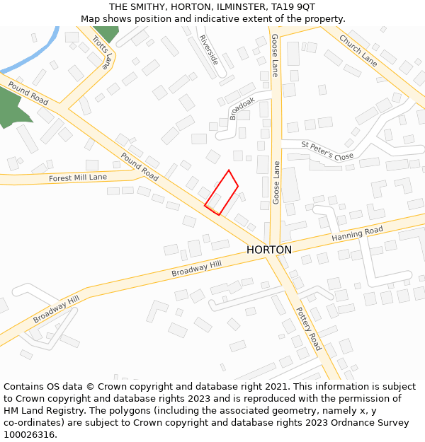 THE SMITHY, HORTON, ILMINSTER, TA19 9QT: Location map and indicative extent of plot