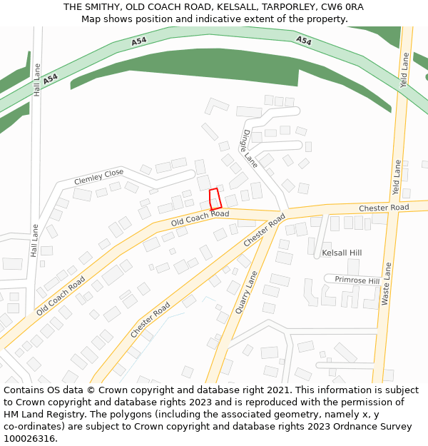 THE SMITHY, OLD COACH ROAD, KELSALL, TARPORLEY, CW6 0RA: Location map and indicative extent of plot