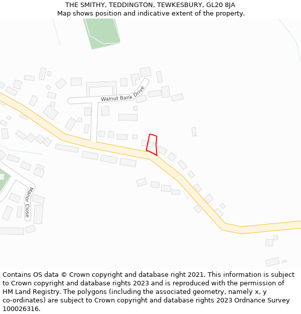 THE SMITHY, TEDDINGTON, TEWKESBURY, GL20 8JA: Location map and indicative extent of plot