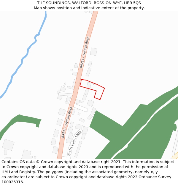 THE SOUNDINGS, WALFORD, ROSS-ON-WYE, HR9 5QS: Location map and indicative extent of plot