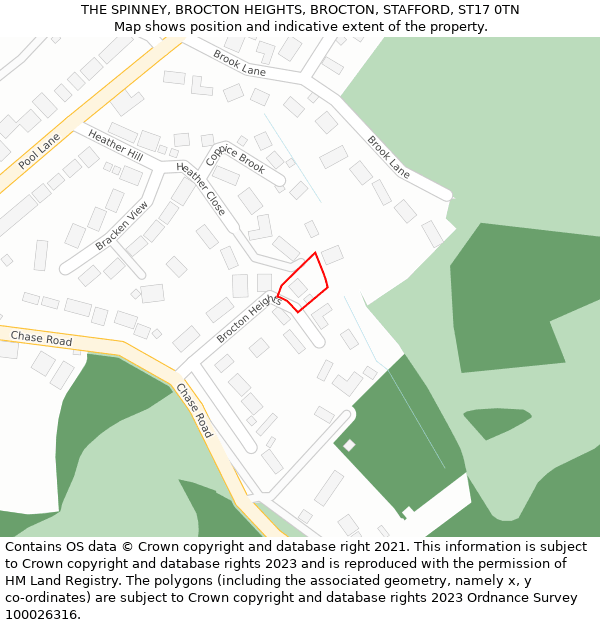 THE SPINNEY, BROCTON HEIGHTS, BROCTON, STAFFORD, ST17 0TN: Location map and indicative extent of plot