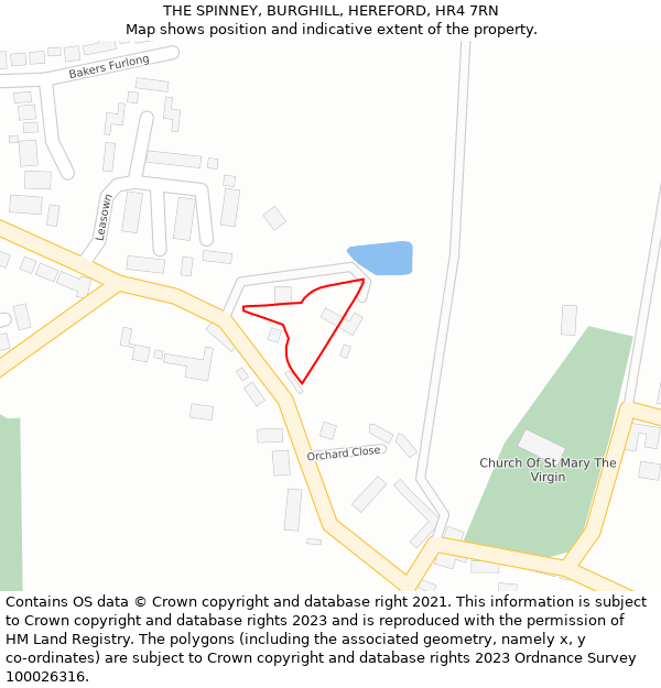THE SPINNEY, BURGHILL, HEREFORD, HR4 7RN: Location map and indicative extent of plot