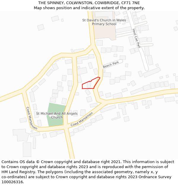 THE SPINNEY, COLWINSTON, COWBRIDGE, CF71 7NE: Location map and indicative extent of plot