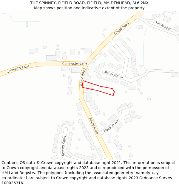 THE SPINNEY, FIFIELD ROAD, FIFIELD, MAIDENHEAD, SL6 2NX: Location map and indicative extent of plot