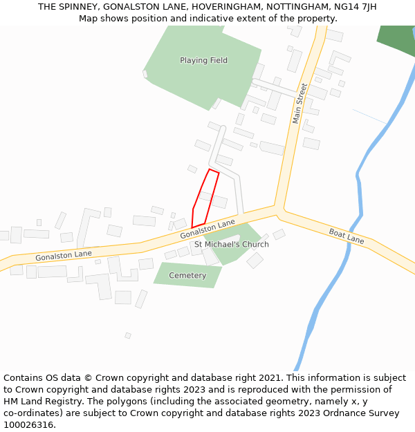 THE SPINNEY, GONALSTON LANE, HOVERINGHAM, NOTTINGHAM, NG14 7JH: Location map and indicative extent of plot