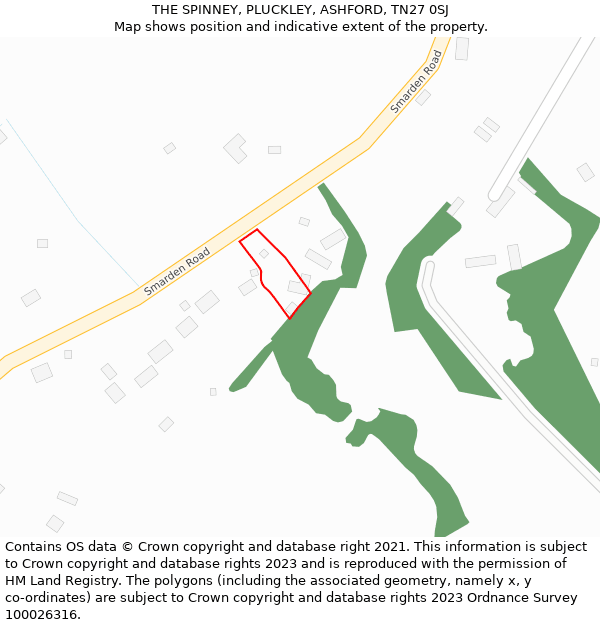 THE SPINNEY, PLUCKLEY, ASHFORD, TN27 0SJ: Location map and indicative extent of plot