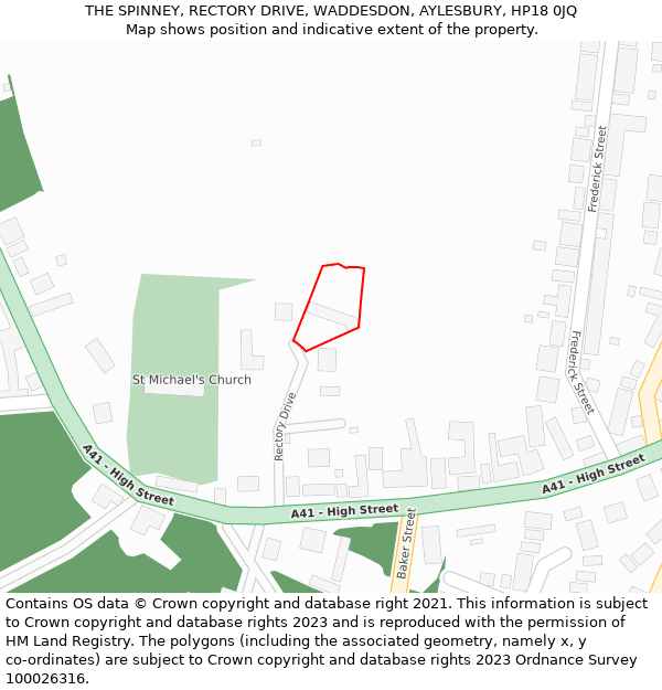 THE SPINNEY, RECTORY DRIVE, WADDESDON, AYLESBURY, HP18 0JQ: Location map and indicative extent of plot