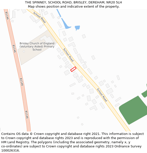 THE SPINNEY, SCHOOL ROAD, BRISLEY, DEREHAM, NR20 5LH: Location map and indicative extent of plot
